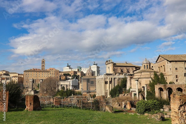 Fototapeta View of Rome from the Roman Forum