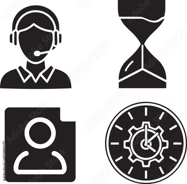 Obraz Silhouette of a person with a speech bubble and a phone icon communication