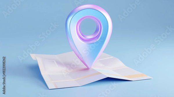 Fototapeta A stylized location marker on a simplified map representing direction choice, travel decisions and geographic identification.
