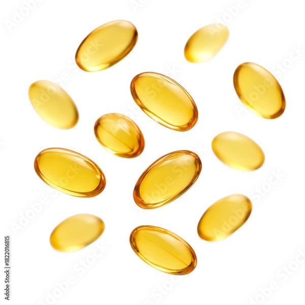 Obraz cod liver oil capsules on transparent background