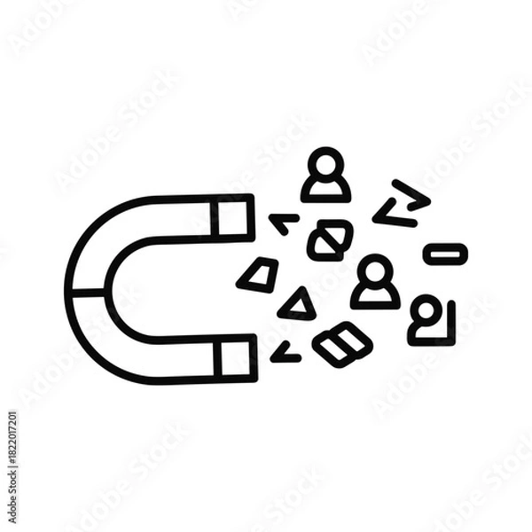 Fototapeta Digital marketing magnet drawing in prospects and important data.
