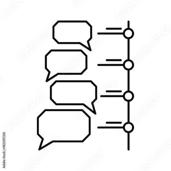 Obraz Chat bubble timeline for communication and message history icon.