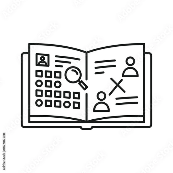 Fototapeta Hr job application process icon: search, selection, rejection