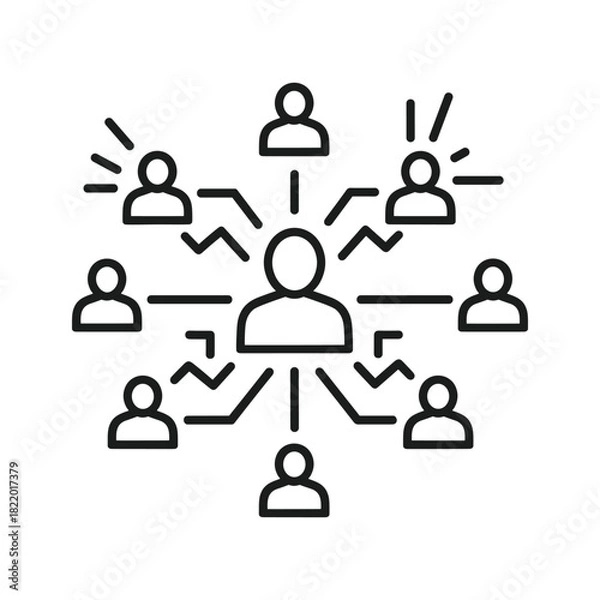 Fototapeta People network icon, global communication and team collaboration