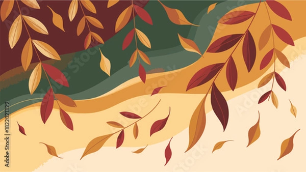 Fototapeta Abstract background with autumn falling leaves, Abstract banner with autumn falling leaves