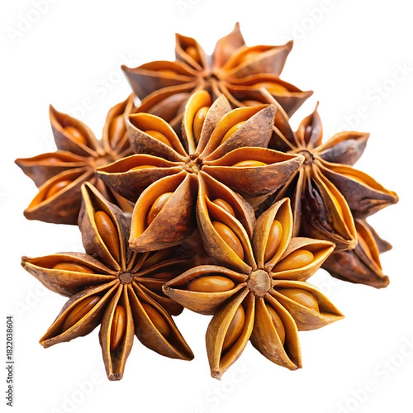 Fototapeta anise stars on a isolated white background. PNG