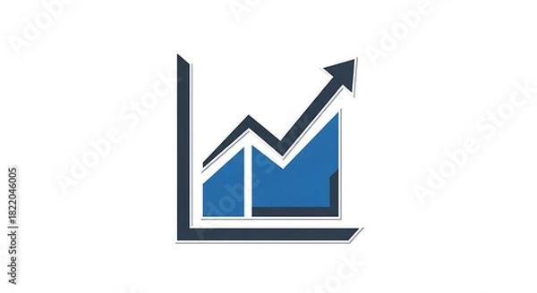 Fototapeta A blue and black graph with an arrow pointing upwards on a white background in a simple design ai generated
