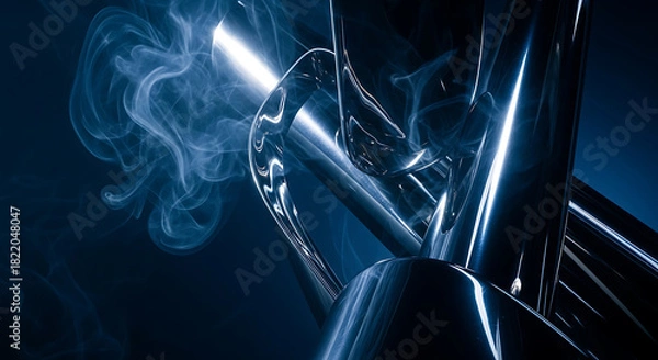 Fototapeta Abstract metal sculpture with smoke and light creating a futuristic atmosphere design effect ai generated