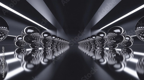 Fototapeta Corridor futuristic abstract modern technology design background.