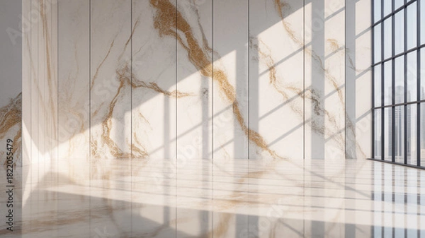 Fototapeta Curtain softly draped by a window in a bright room