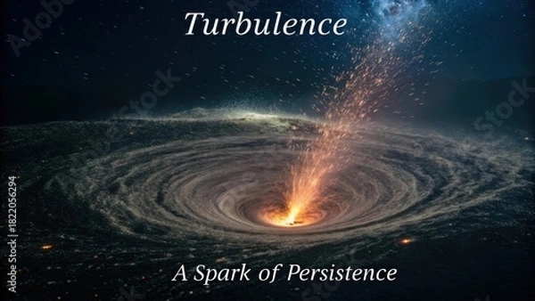 Fototapeta Turbulent cosmic vortex with a fiery spark erupting from its core in deep space