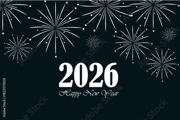 Fototapeta 2026 New Year Celebration With Fireworks And Festive Design.