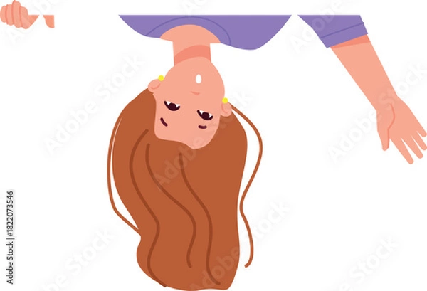 Obraz Woman looking upside down. Active cheerful person