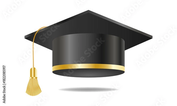 Obraz Black graduation cap with gold element. Congratulations on graduation. Vector