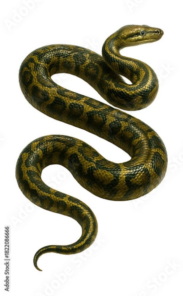 Fototapeta Patterned, muscular python with an elongated body.