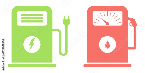 Obraz Gas and electric charging station icons