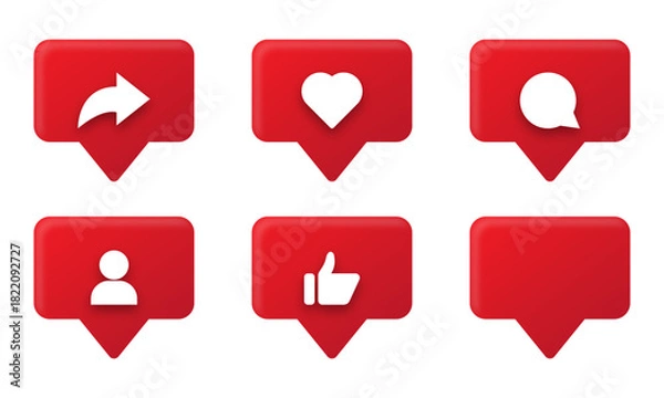 Obraz Set of social media notification red icons