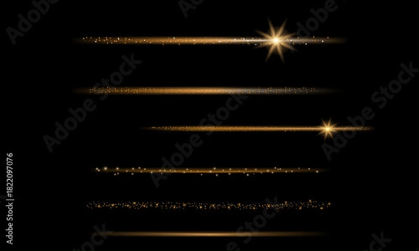 Obraz Set of gold glittering star dust trail sparkling