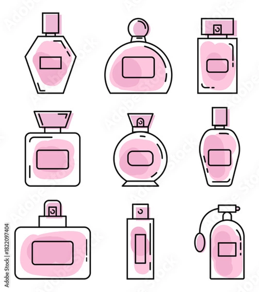 Obraz Set of various shapes perfume