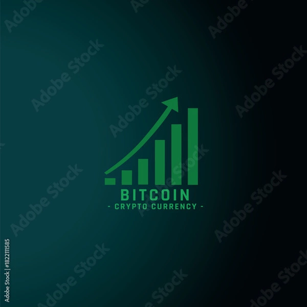 Fototapeta Bitcoin currency growth concept  arrows up. Financial success, vector icon