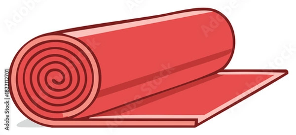 Obraz Rolled red yoga mat for exercise and fitness vector illustration icon