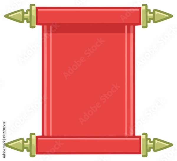 Obraz Blank red ancient scroll vector illustration for message or announcement