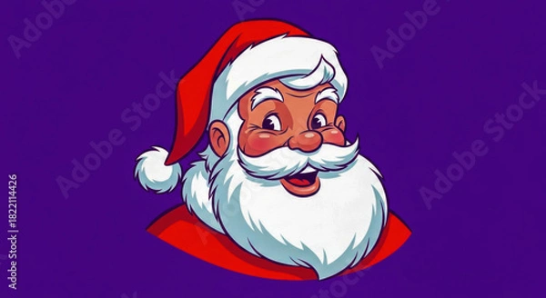 Fototapeta Friendly santa claus character illustration smiling with beard and red hat for christmas holiday season isolated on white background, Vector