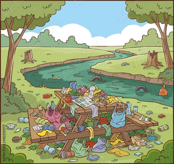 Fototapeta Vector illustration of environmental pollution.