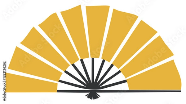 Obraz Abstract illustration of a hand fan, golden yellow and black design