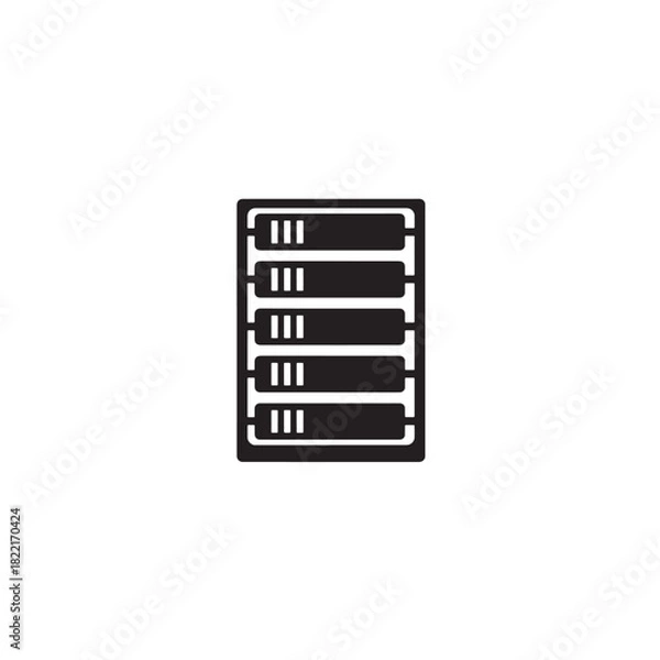 Fototapeta Server rack silhouette stacked vertical server shapes icon