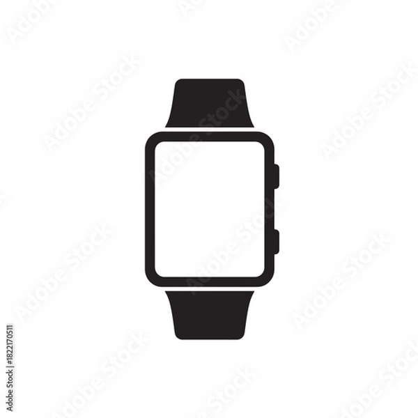 Fototapeta Smart watch screen silhouette rectangular screen with watch band icon