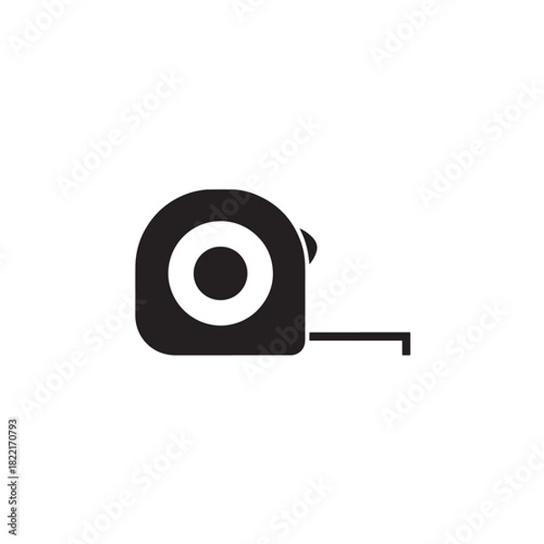 Fototapeta Tape measure silhouette coiled measuring tool shape icon
