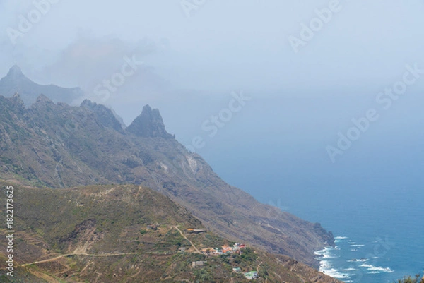 Fototapeta Anaga is a mountain range with sharp edges and deep ravines, covered in a green blanket of laurel forest. It is a protected natural area in Tenerife, Canary Islands, Spain.