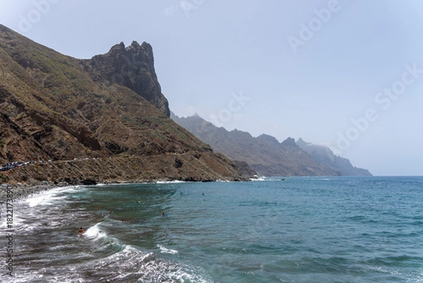 Fototapeta Anaga is a mountain range with sharp edges and deep ravines, covered in a green blanket of laurel forest. It is a protected natural area in Tenerife, Canary Islands, Spain.