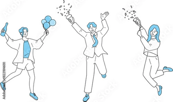 Obraz Joyful Friends Celebrating with Confetti and Balloons