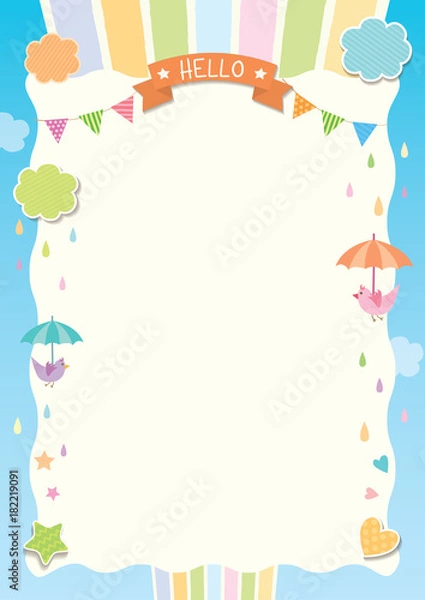 Fototapeta Rainbow background with frame template 
