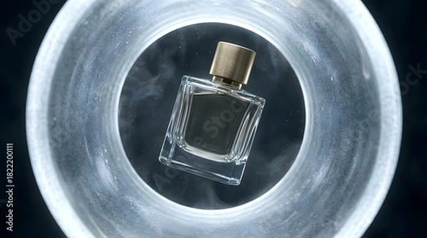 Obraz Fragrance Bottle in Frosted Acrylic Tunnel with Cinematic Edge Lighting