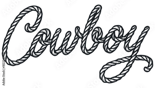 Fototapeta Cowboy word illustration, text effect vector isolated on transparent background