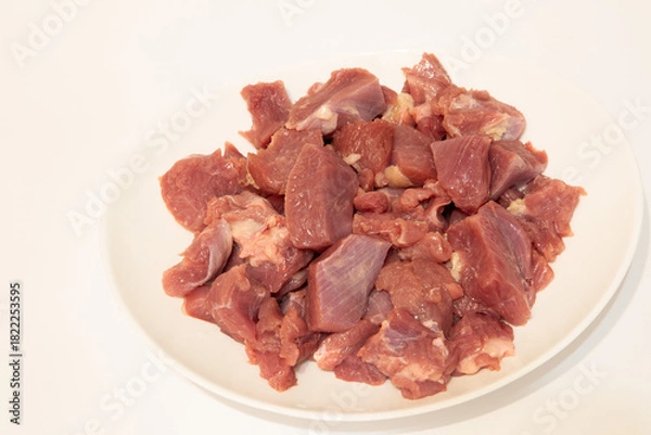 Obraz White plate with fresh meat