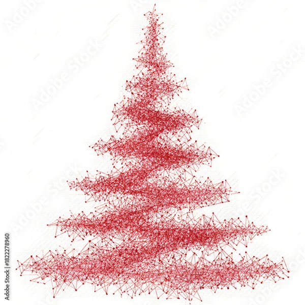Obraz Red christmas tree isolated on white background