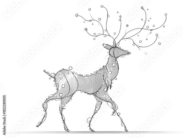 Obraz Deer one line art on a white background