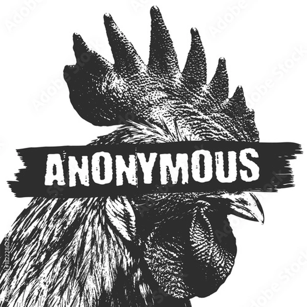 Obraz Grayscale Detailed Rooster Illustration Anonymous Text Graphic Element Design