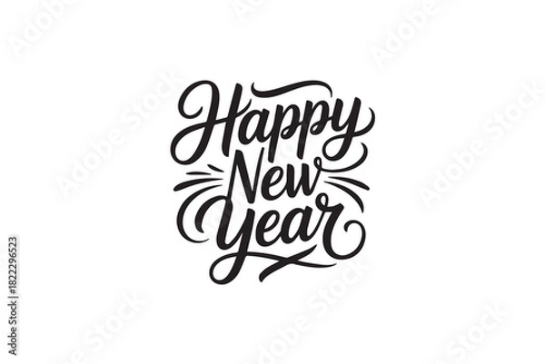 Fototapeta Happy New Year Decorative Black Vector Typography Design