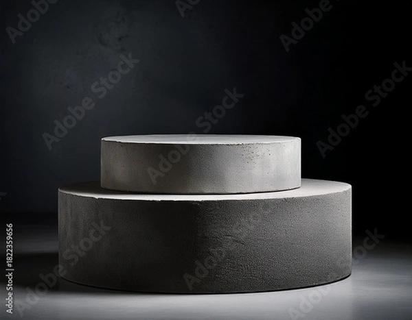 Fototapeta double layer round concrete podium in studio lighting