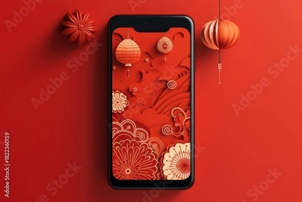 Fototapeta Chinese new year phone celebration electronics.