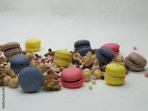 Fototapeta Macaroons on a white background still life