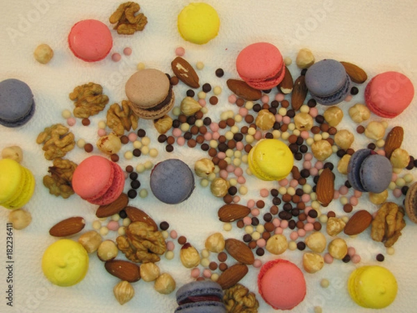 Fototapeta Macaroons on a white background still life