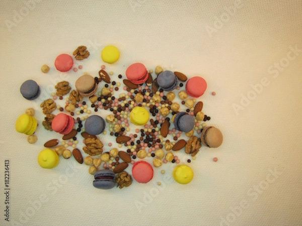 Fototapeta Macaroons on a white background still life