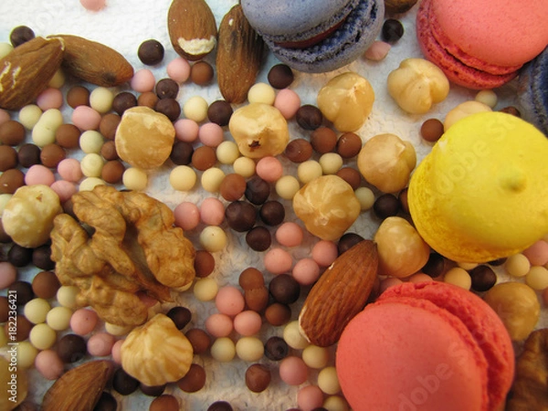 Fototapeta Macaroons on a white background still life