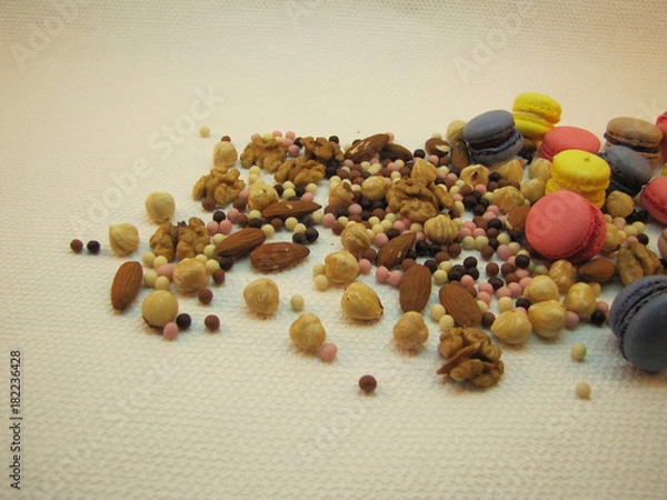 Fototapeta Macaroons on a white background still life